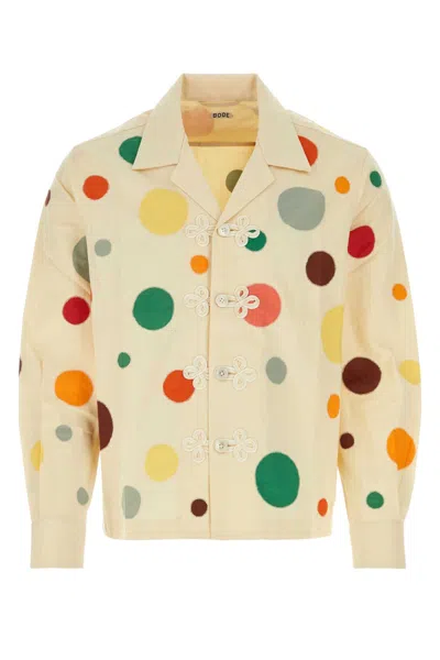 Bode Dotted Appliqué Cotton Shirt In Yellow