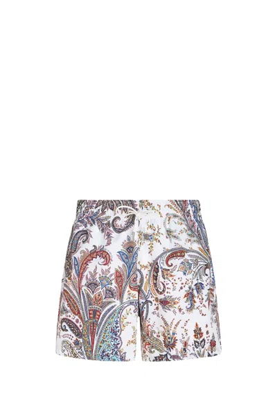 Etro Paisley-print Drawstring Swim Shorts In White