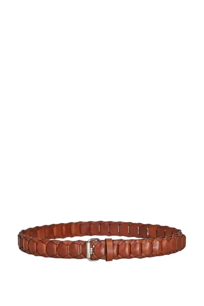 Etro Woven Leather Belt In Brown