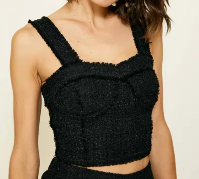 Line And Dot Cropped Marci Top In Black