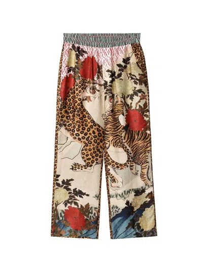 Me369 Bailey Straight Leg Printed Pants In Oriental In Brown