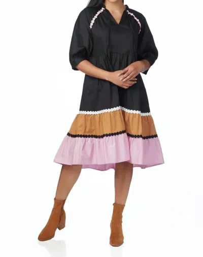 Crosby By Mollie Burch Talulah Colorblock Midi Dress In Black Colorblock In Multi