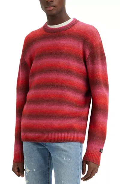 Levi's Men's Premium Crewneck Stripe Sweater In Red