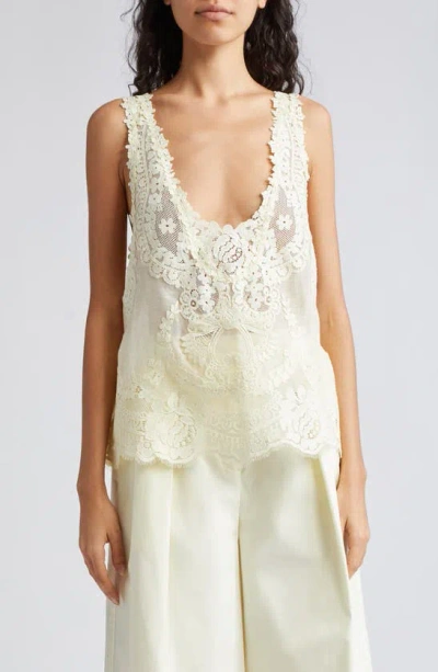 Zimmermann Natura Floral-lace Tank Top In Lemon