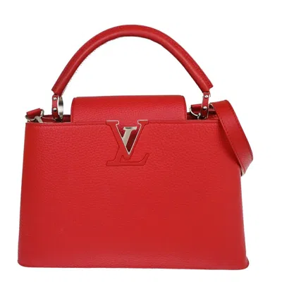 Pre-owned Louis Vuitton Capucines Leather Shoulder Bag () In Red