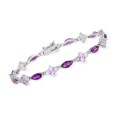 Ross-simons Amethyst Bracelet In Sterling Silver In Purple