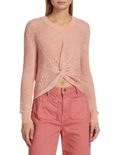 Veronica Beard Women's Soren Linen-blend Pointelle Sweater In Dusty Pink