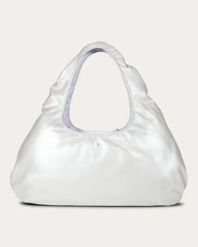 W 78 St Women's Large Pearlized Lambskin Cloud Bag In White