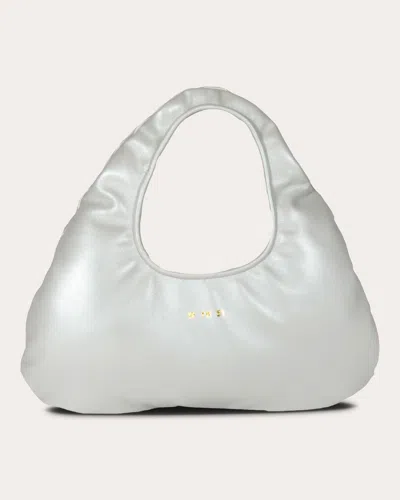 W 78 St Women's Micro Pearlized Lambskin Cloud Bag In White