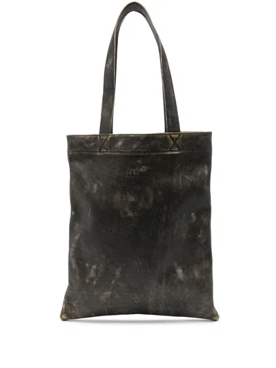 Mm6 Maison Margiela Numbers-motif Leather Tote Bag In Black