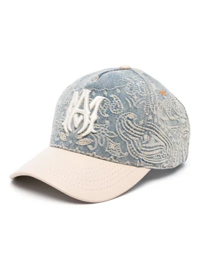 Amiri Bandana-jacquard Denim Hat In Blue