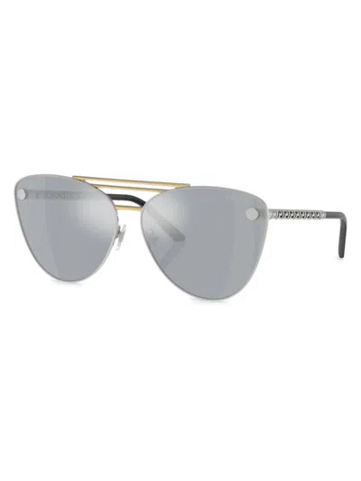 Versace Women's 64mm Cat-eye Sunglasses In Two Tone Blue Mirror