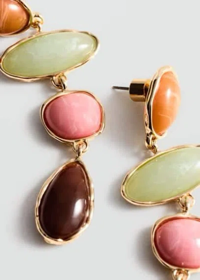 Mango Stone Pendant Earrings Gold
