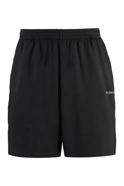 Balenciaga Cotton Bermuda Shorts In Black