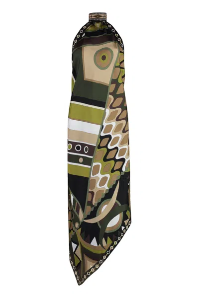 Pucci Geometric Silk Maxi Dress In Multicolor