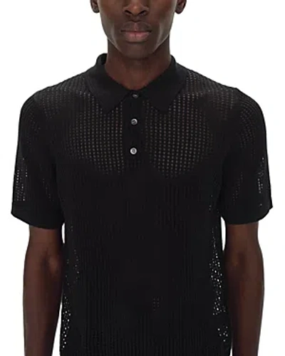 Simkhai Men's Jeremiah Short-sleeve Mesh Polo Shirt In Black
