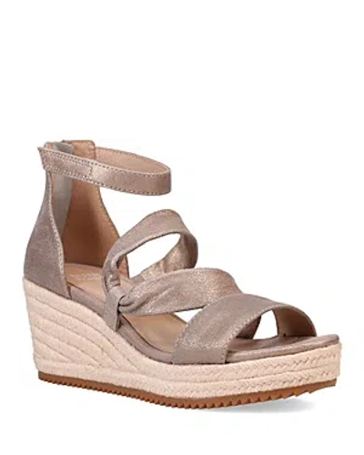 Eileen Fisher Wisp Metallic Suede Wedge Espadrilles In Platinum