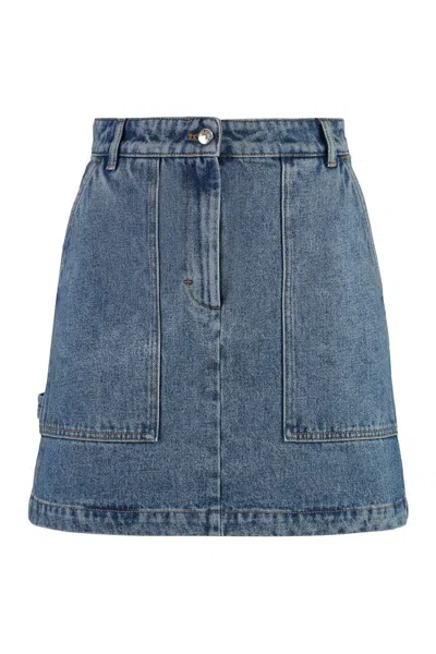 Maison Kitsuné Mini Denim Skirt In Blue