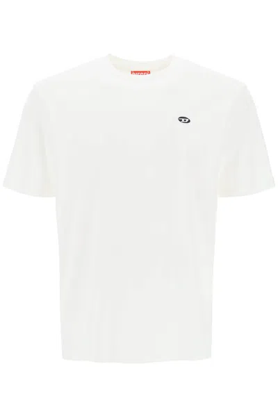 Diesel T-just-doval-pj Crewneck T-shirt In Off White (white)