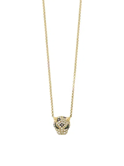 Effy Women's 14k Yellow Gold, Diamond & Sapphire Leopard Necklace