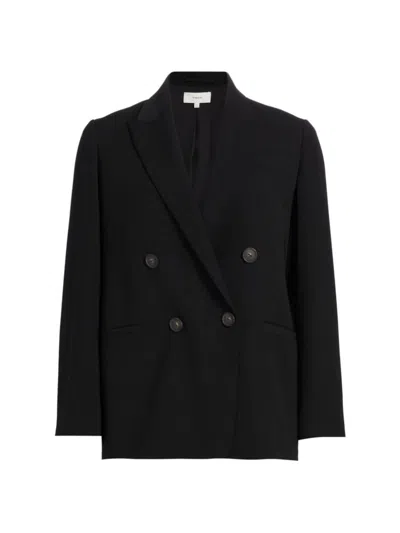 Vince Crepe Double Breasted Blazer In Black