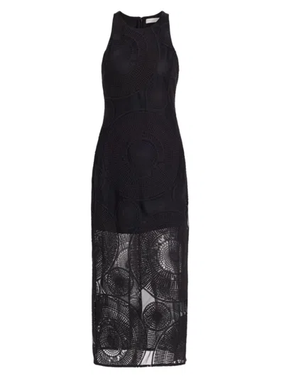 Ramy Brook Women's Olga Geometric Tulle Sleeveless Midi-dress In Black Circular