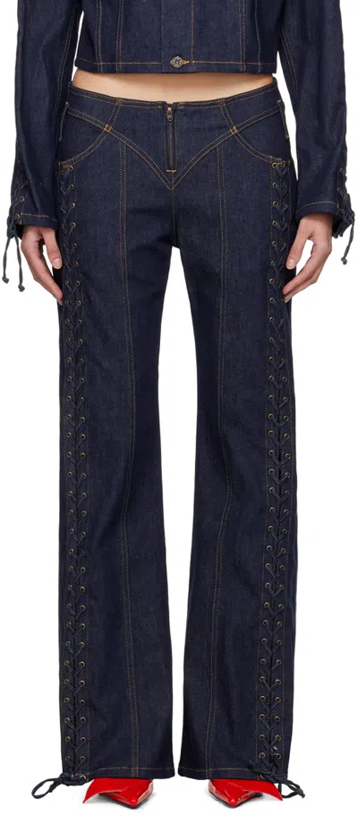 Jean Paul Gaultier Low Waist Large Denim Trouser In Blue