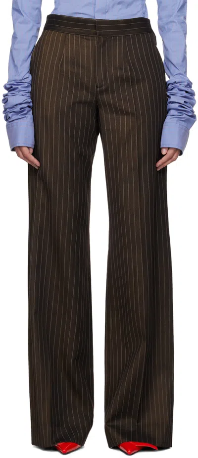 Jean Paul Gaultier The Thong Striped Trousers In Brown