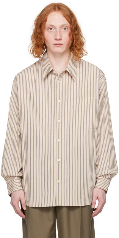 Lemaire Pure Cotton Striped Shirt In Patterned White