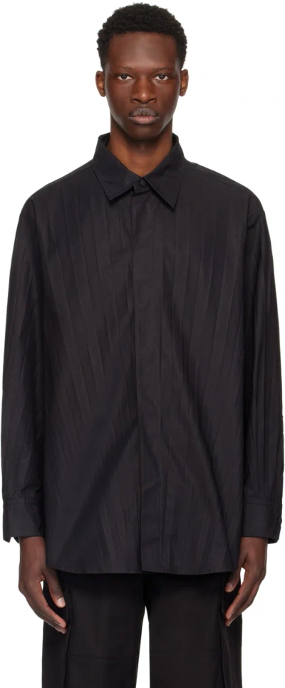 Valentino Pleated Concealed Fastened Shirt In Black