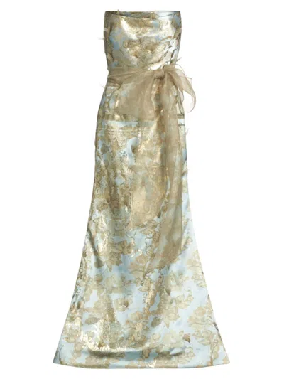 Rene Ruiz Collection Women's Brocade Strapless Gown In Gold