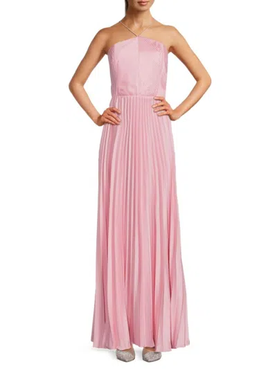 Amur Kamari Low-back Pleated Charmeuse Gown In Rosewater