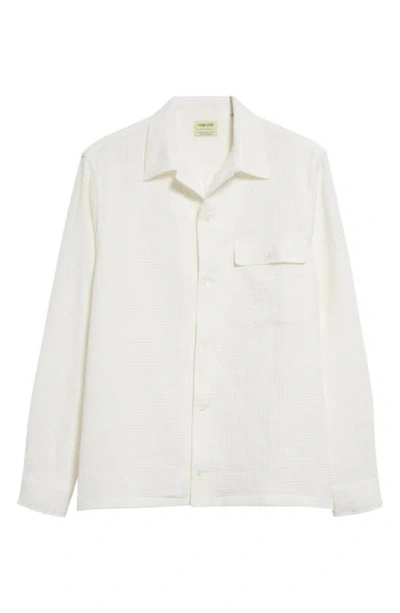 De Bonne Facture Honeycomb-knit Cotton And Linen-blend Shirt In Neutrals