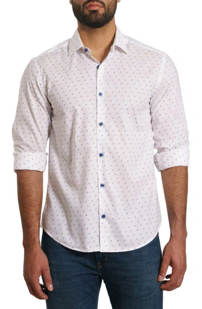 Jared Lang Trim Fit Anchor Print Button-up Shirt In White