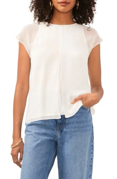 Vince Camuto Mesh Overlay Georgette Top In New Ivory