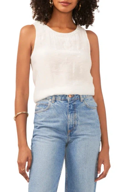 Vince Camuto Beaded Sleeveless Top In New Ivory