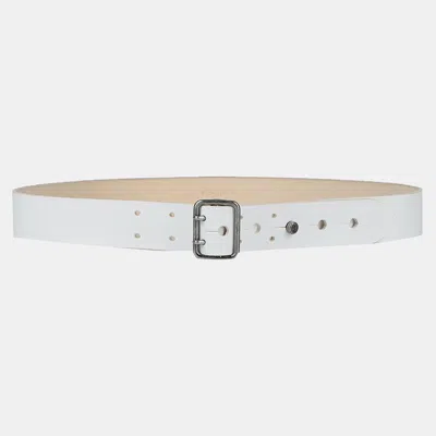 Pre-owned Saint Laurent Leather Belt 90 In White