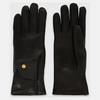 Pre-owned Burberry Pelle Di Agnello Gloves 6.5 In Black