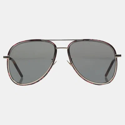 Pre-owned Saint Laurent Metal Sunglasses 61 In Grey