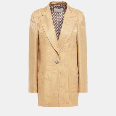 Pre-owned Etro Linen Blazers 44 In Gold