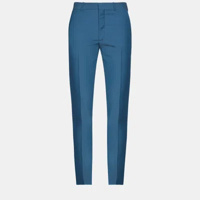 Pre-owned Alexander Mcqueen Wool Trousers 50 In Blue