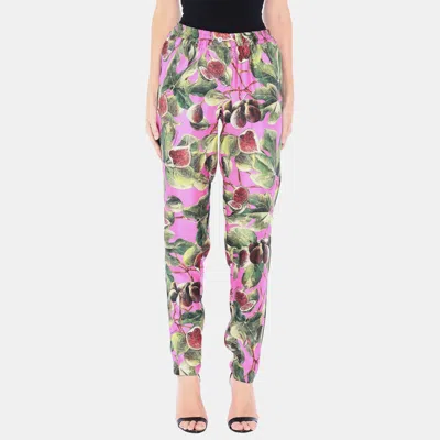 Pre-owned Dolce & Gabbana Silk Trousers 38 In Multicolor