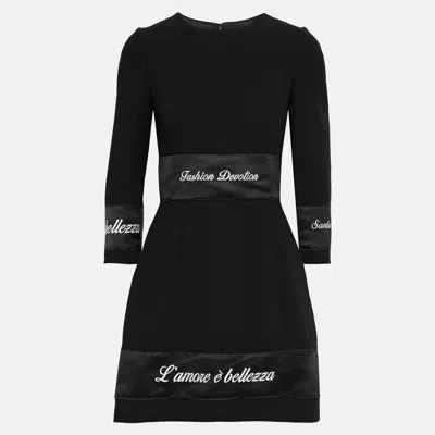 Pre-owned Dolce & Gabbana Wool Mini Dress 40 In Black