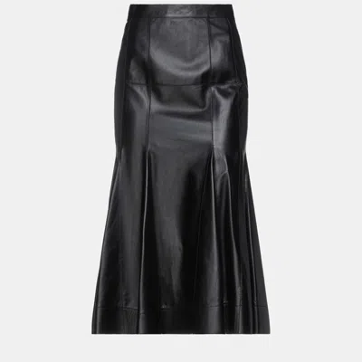 Pre-owned Loewe Lambskin Maxi Skirts 40 In Black