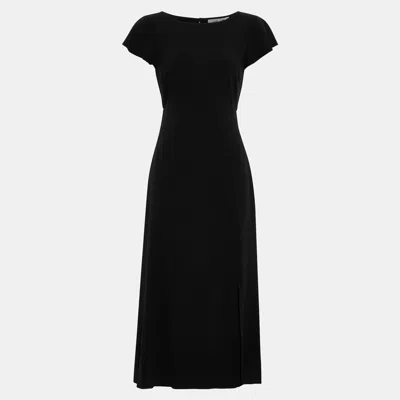 Pre-owned Diane Von Furstenberg Triacetate Midi Dress 8 In Black