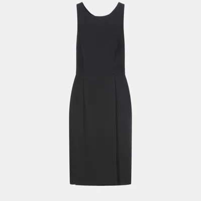 Pre-owned Givenchy Wool Midi Dress 40 In Black