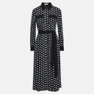 Pre-owned Diane Von Furstenberg Polyester Midi Dress M In Black