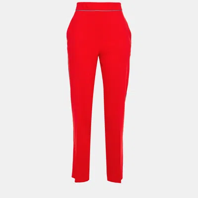 Pre-owned Etro Red Crepe Straight Leg Pants M (it 42)