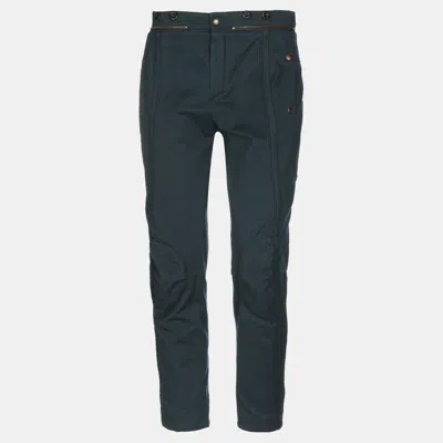 Pre-owned Chloé Cotton Trousers 44 In Navy Blue