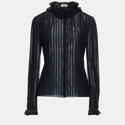 Pre-owned Saint Laurent Silk Shirt 38 In Black
